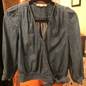 NWOT Madewell Denim Wrap Top